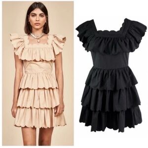 Hunter Bell Ramsey Ruffle Mini Dress Black